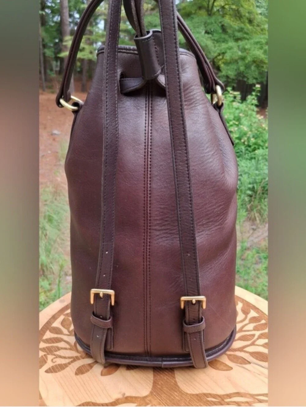 Vintage 1996 Coach Dark Brown Leather Classic Handle Backpack Rucksack #9992